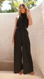 Vacation Chic Halter And Lace-Up Jumpsuits