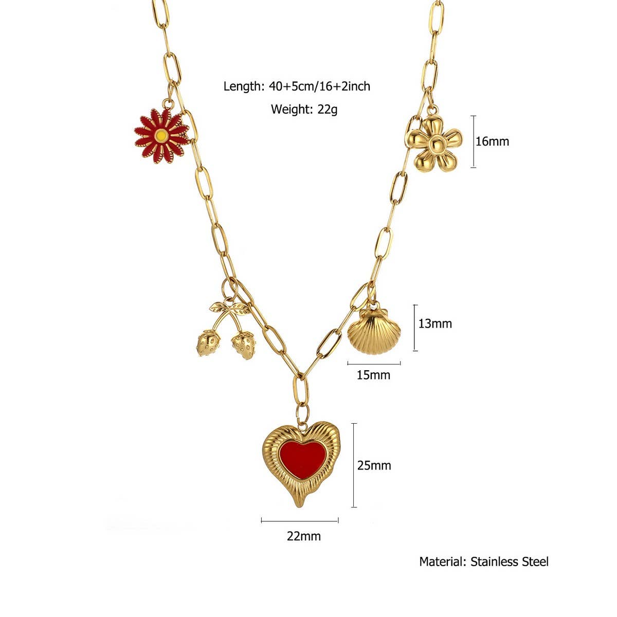 FASHION STEEL NECKLACE WITH CRAB HEART CHARM_CWMM8853