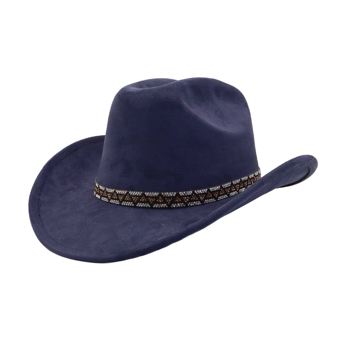 MEN WOMEN SUEDE COWBOY FEDORA ETHNIC DESIGN_CWAH04420