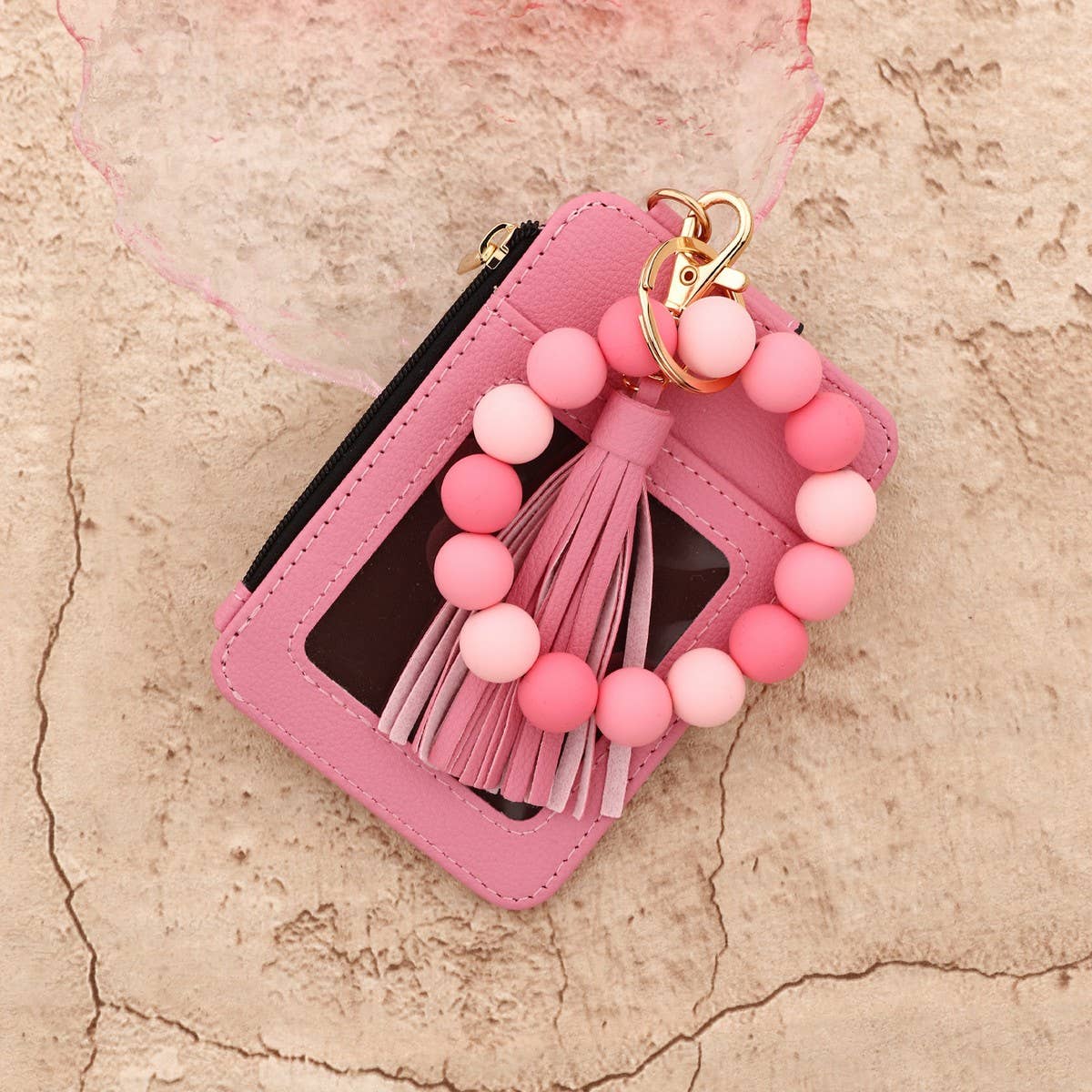 LEOPARD CARD WALLET WITH PU LEATHER KEYCHAIN_CUAB00442