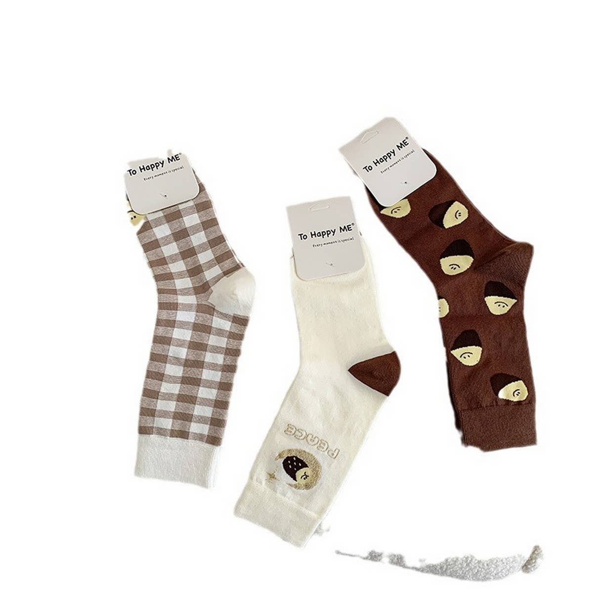 Women Brown Casual Plaid Socks_Cwms0958