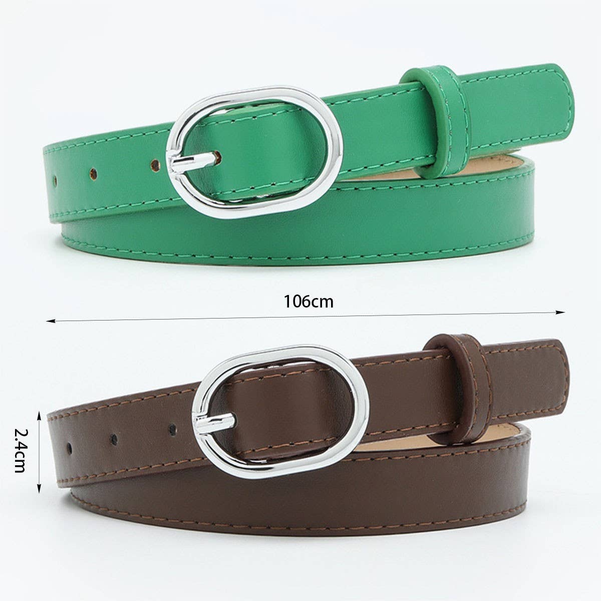 Womens Belt With Simple Silver Buckle Decoration_Cwmm0766