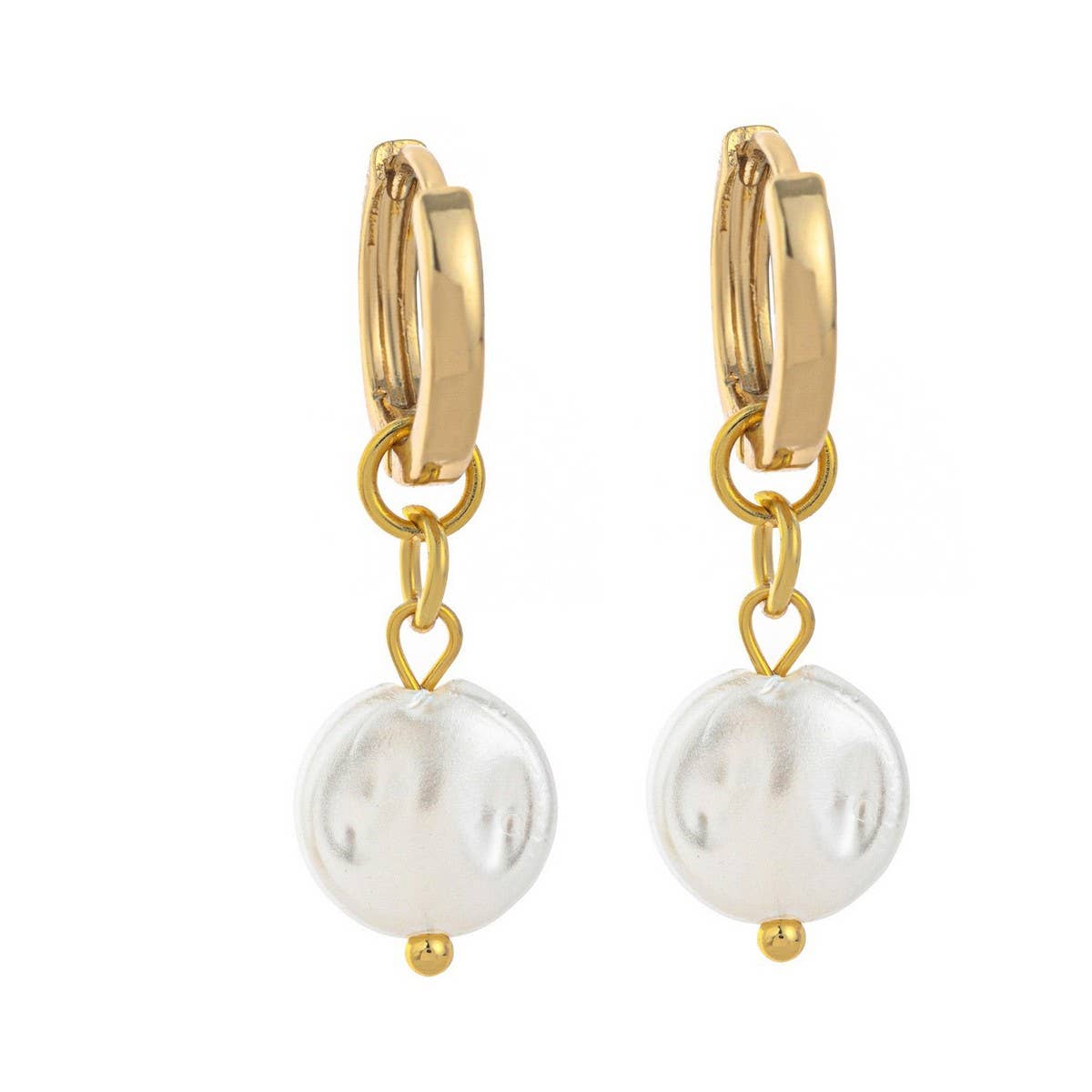 IRREGULAR PEARL DESIGN TRENDY 18K GOLD EARRINGS_CWAJE5071