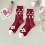 CUTE CARTOON PATTERN PURE COTTON MID CALF SOCKS_CWMS0539