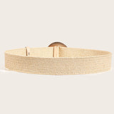 HAND EMBELLISHED ROUND BUCKLE STRAW BELT_CWABE0439