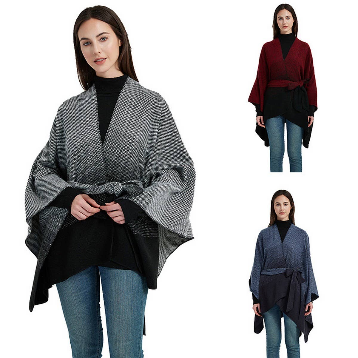 GRADIENT CARDIGAN WARM SHAWL CLOAK_CWASC0267