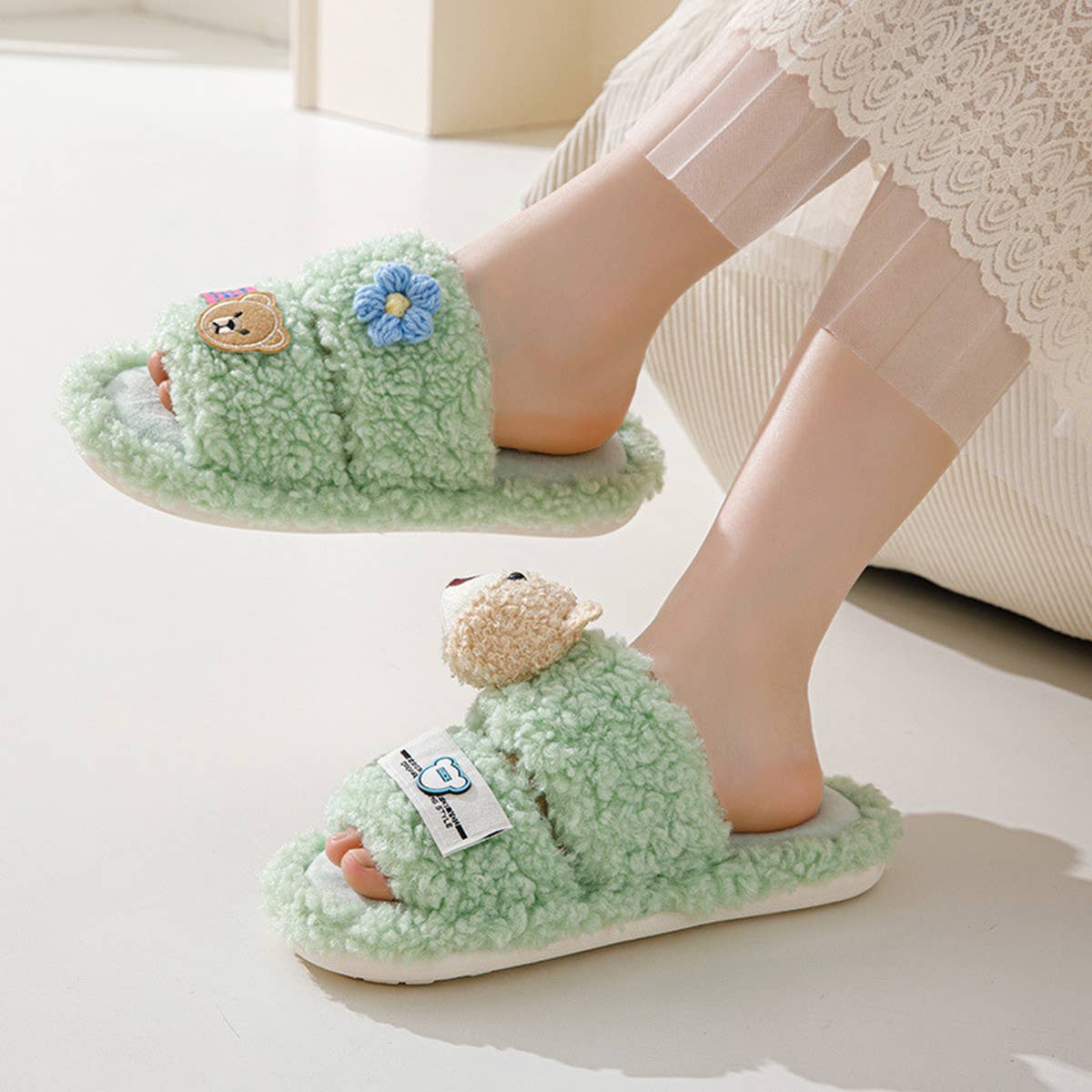 HOME DOUBLE BAR CARTOON OPEN COTTON SLIPPERS_CWSHS0829