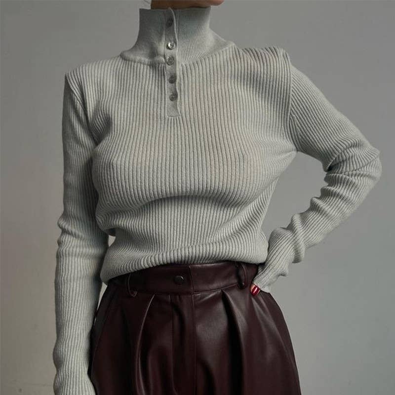 Vintage Breasted Semi-Turtleneck Pullover