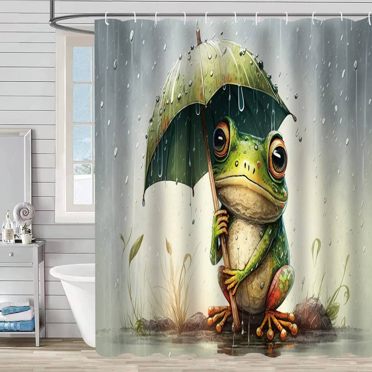 HOT SALE DIGITAL PRINTED FROG SHOWER CURTAIN_CWMM1805