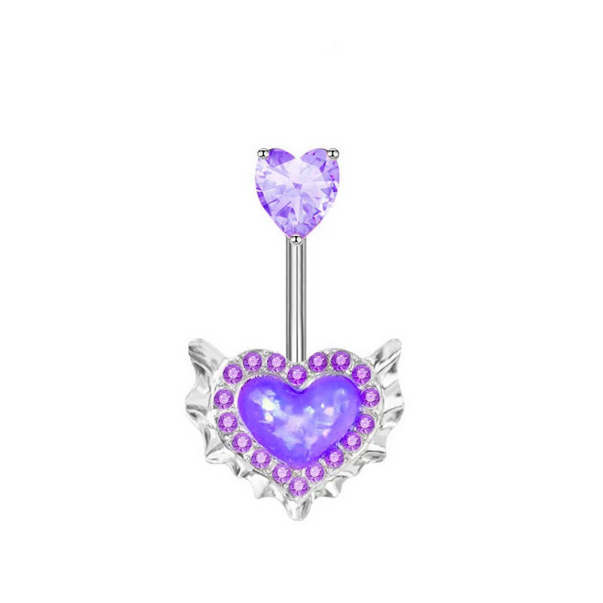 HEART OPAL ZIRCON BELLY BUTTON RING_CWMM9464
