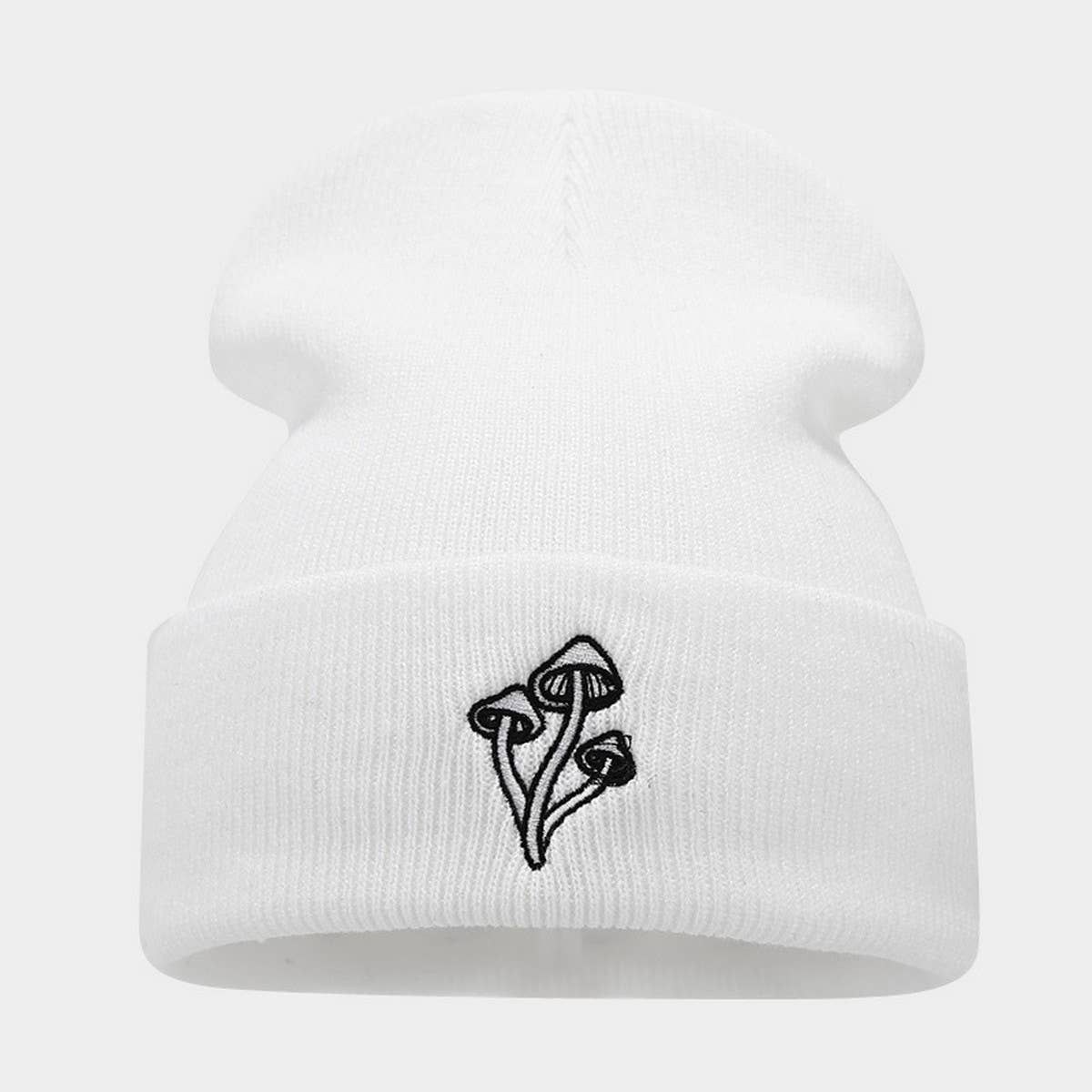 MUSHROOM EMBROIDERED KNITTED HAT SIMPLE _CWAH2089