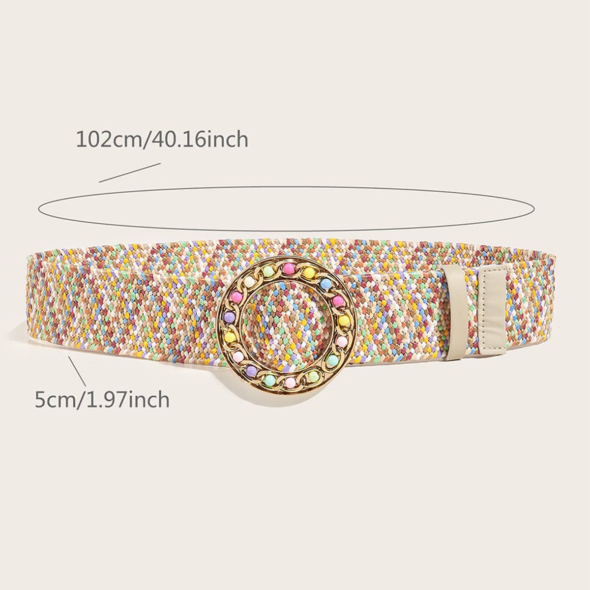 FRUIT COLOR ROUND BUCKLE COLORFUL BELT_CWABE0442