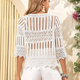CARDIGAN LACE BEACH SWIMSUIT HOLLOW COVER UP_CWMW0683
