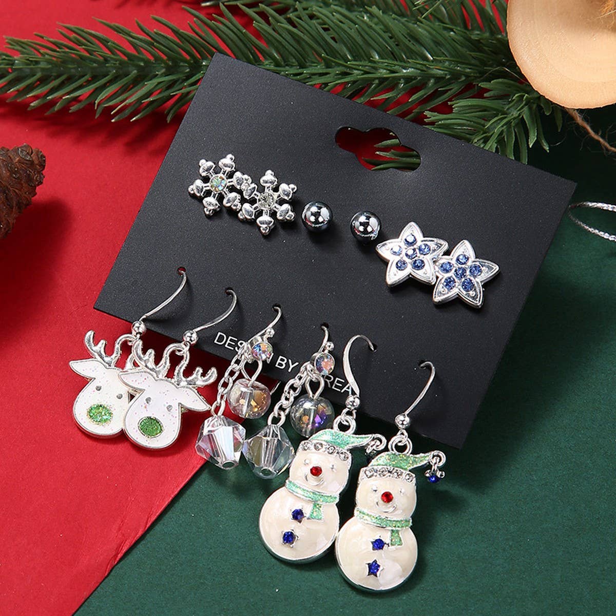 CHRISTMAS ALLOY EARRINGS AND PENDANT SET 6 PIECES_CWMM2628
