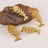 18K STAINLESS STEEL FISHBONE EARRINGS OCEAN STYLE_CWMM8892