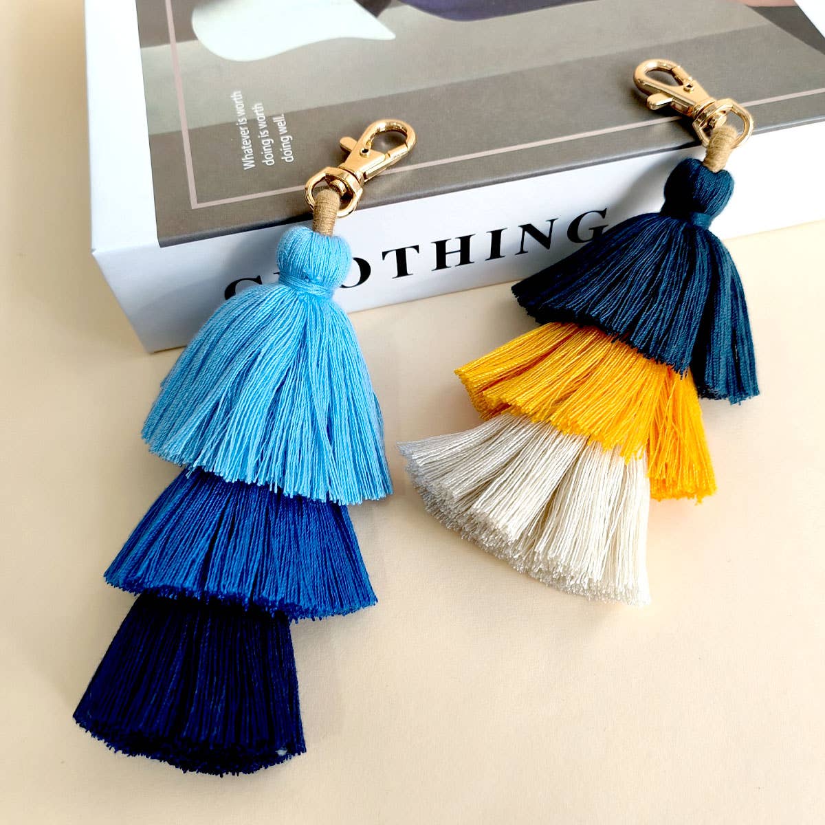 HANDMADE COTTON ROPE TASSEL KEYCHAIN_CWMM1558