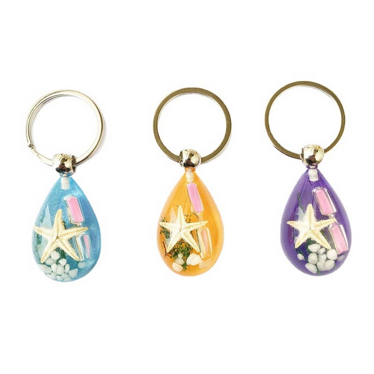 CREATIVE STARFISH HOURGLASS KEYCHAIN PENDANT_CWMM3699