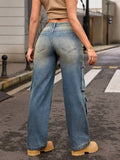 Vintage Wash Hip Hop Multi-Pocket Cargo Jeans