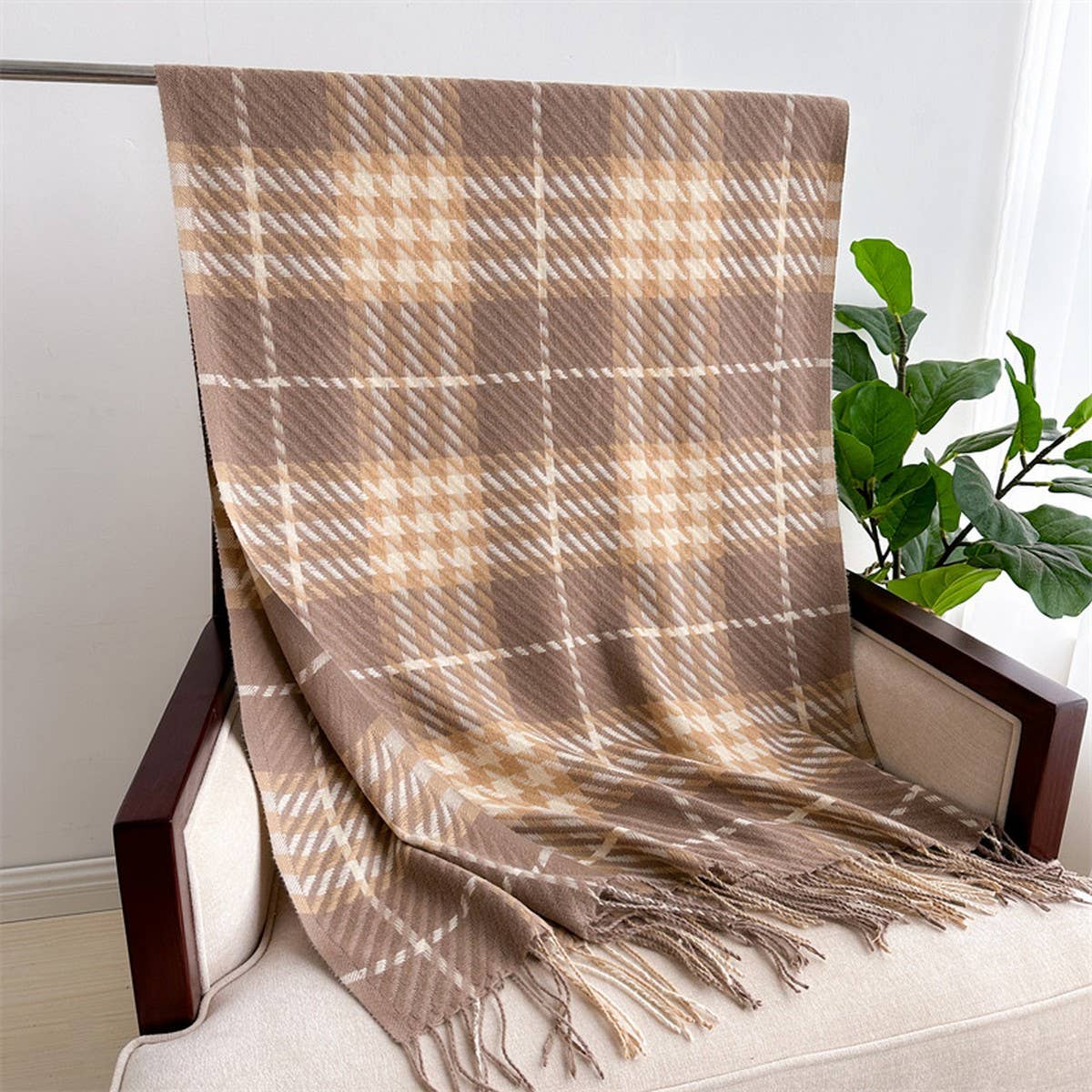 BRITISH PLAID FAUX CASHMERE SCARF FOR WOMEN_CWASC1444