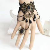 HALLOWEEN GOTHIC LACE BRACELET WITH RING JEWELRY_CWMM0149