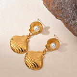 STYLISH 18K STAINLESS STEEL CONCH PEARL EARRINGS_CWMM8904