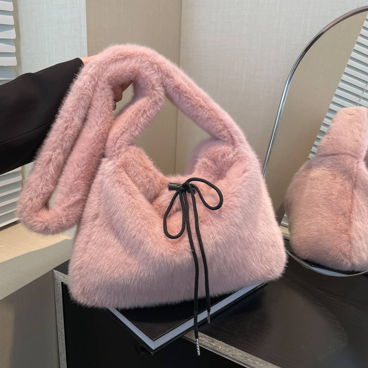 LEOPARD PRINT FLUFFY BAG WOMEN HANDBAG CROSSBODY_CUAB00543