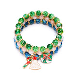 CHRISTMAS TREE SNOWMAN BEADED BRACELET_CWAJE2384