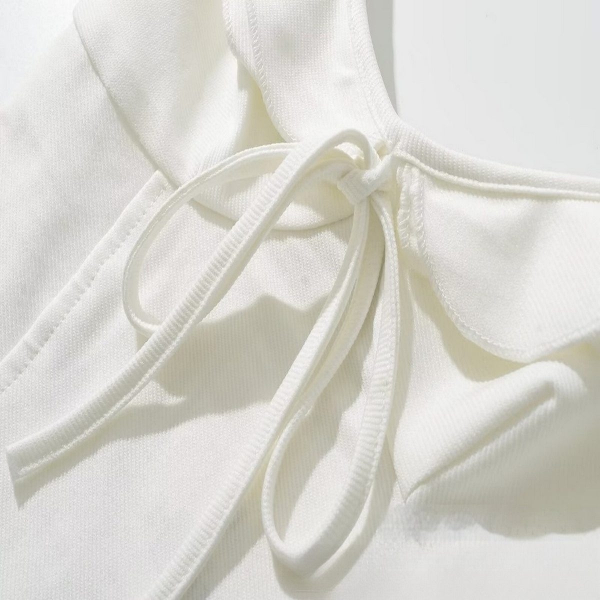 RUFFLE TRIM KNIT DRESS FRENCH FIT FLARE STYLE_CWDMD5805