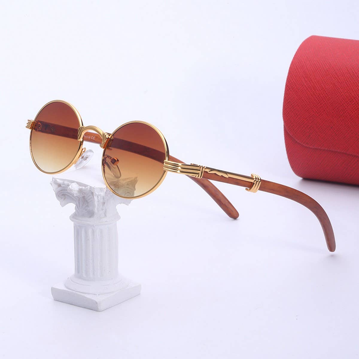 IMITATION WOOD SUNGLASSES ROUND FRAME SUNGLASSES_CWASG0581