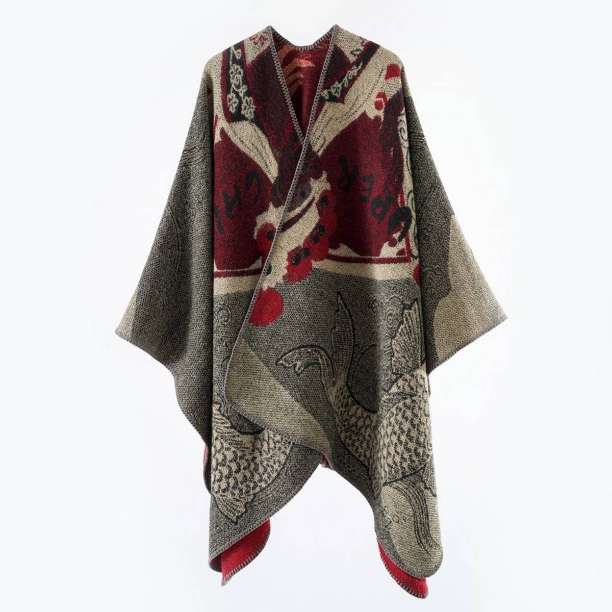 SMALL NEW FASHION FISH PATTERN WARM SHAWL_CWMM2100