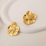 18K GOLD PLATED STEEL SUNFLOWER STATEMENT EARRINGS_CWMM8926