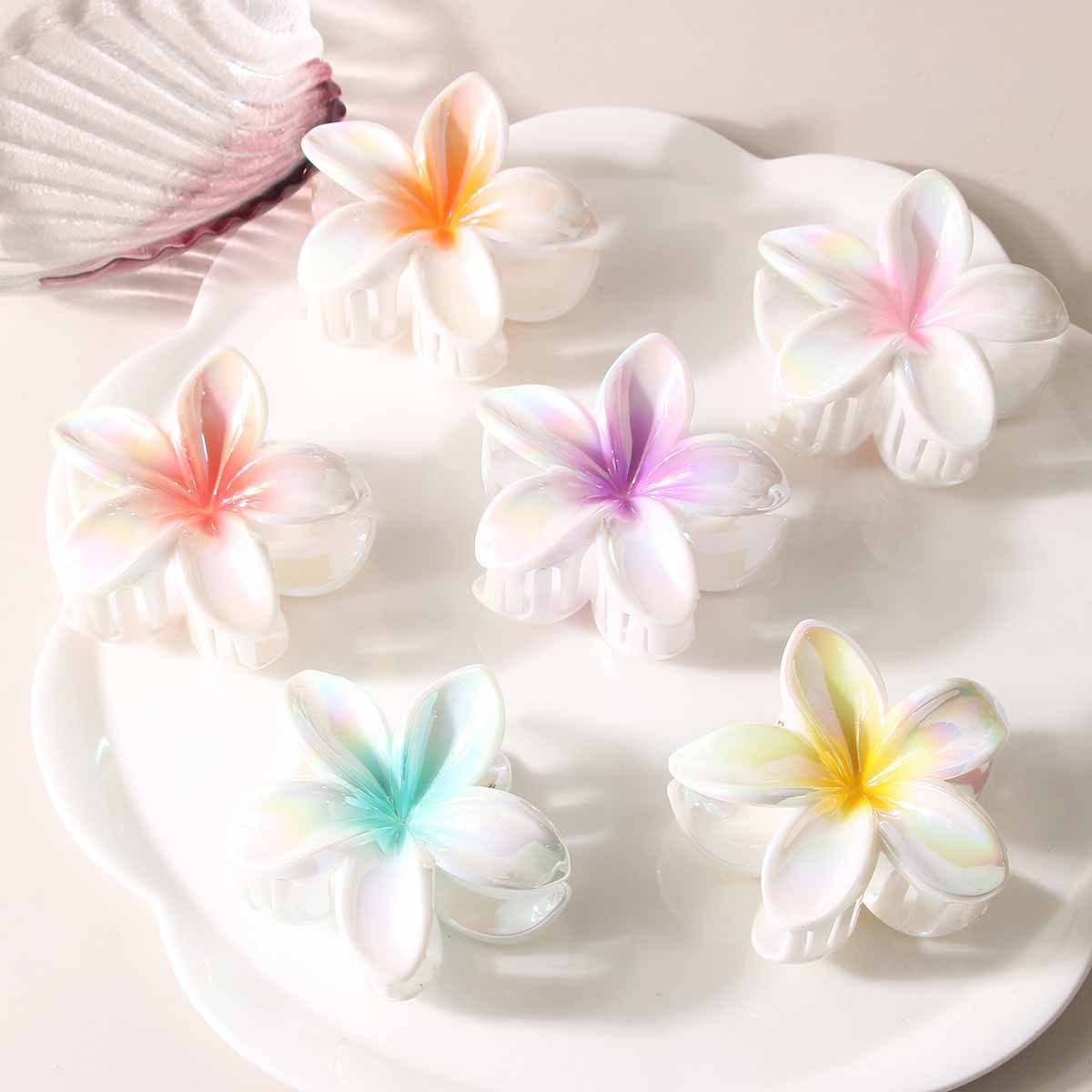 PLUMERIA HAIR CLAW COLORFUL TROPICAL FLOWER CLIP_CWMM4999
