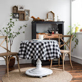 ROUND COTTON AND LINEN PLAID TABLECLOTH_CWMM0974