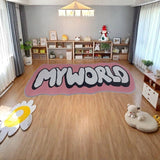 FAUX CASHMERE BLACK WHITE LETTER RUG_CWMM7325