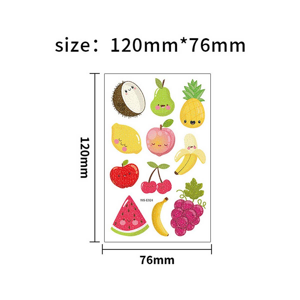 Waterproof Kids Sparkle Fruit Veggie Tattoos_Cwmm8258