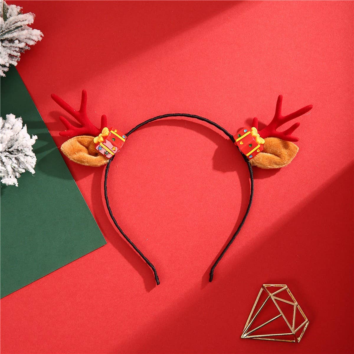 CUTE CHRISTMAS ELK HORN BELL HEADBAND HAIRPIN_CWAHA3427
