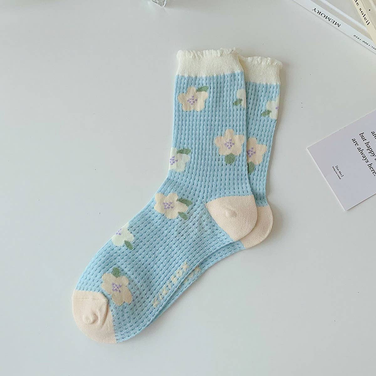 Women Thin Cute Three-Dimensional Flower Socks_Cwms0429