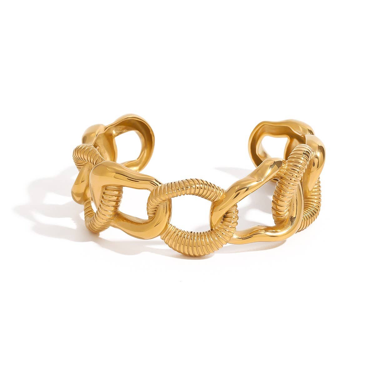 IRREGULAR CHAIN 18K GOLD STAINLESS STEEL BRACELET_CWAJE4672