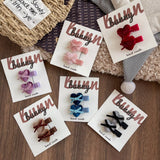 Velvet Bow Heart Clips Kids Sweet Style_Cwaha08369