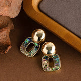 COLORFUL ABALONE PENDANT SILVER NEEDLE EARRINGS_CWMM4340