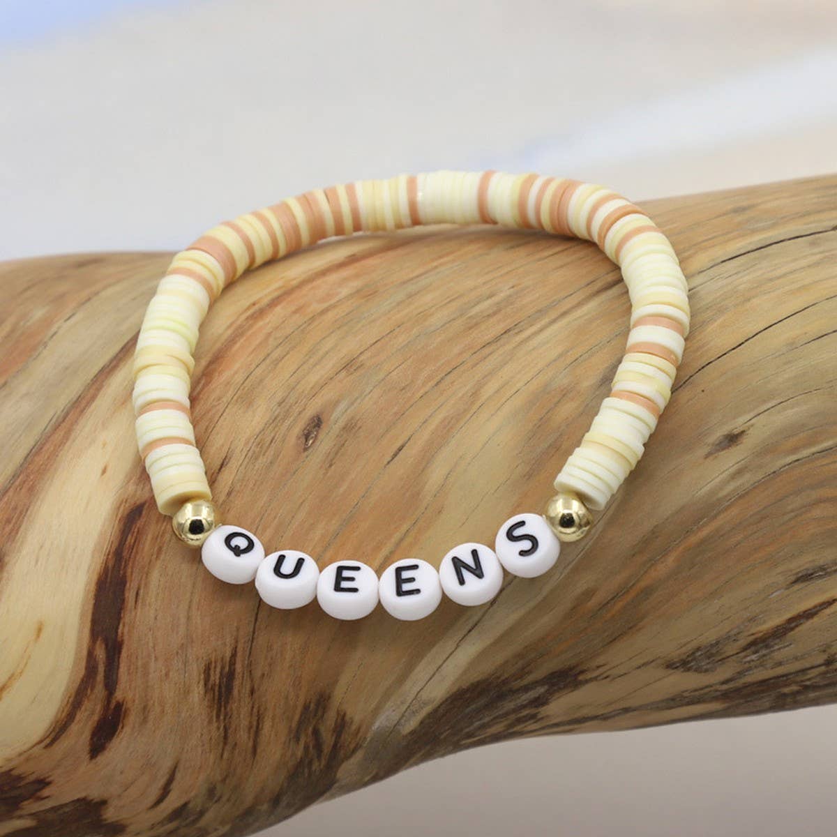 COLORFUL POLYMER CLAY LETTER BEADED BRACELET_CWMM3570