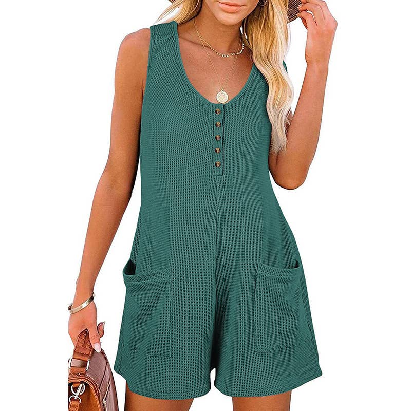 Textured Multi-Pocket Straight-Leg Jumpsuit
