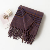 PLAID TASSEL SCARF SOFT WARM FAUX CASHMERE WRAP_CWASC0997