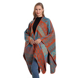 SHAWL SCARF KNITTED JACQUARD SLIT CAPE_CWASC2259