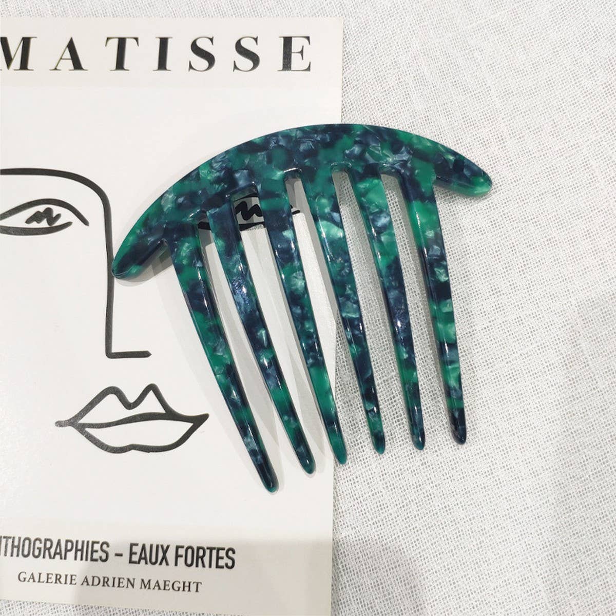 4 0 THICK PLATE FIVE TOOTH COMB ACETATE HAIRPIN_CWAHA4231