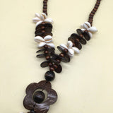 BOHEMIAN FLOWER COCONUT WOOD BEAD NECKLACE_CWMM4739