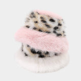 Leopard Faux Fur Bucket Hat Warm Winter Cap_Cwah04775