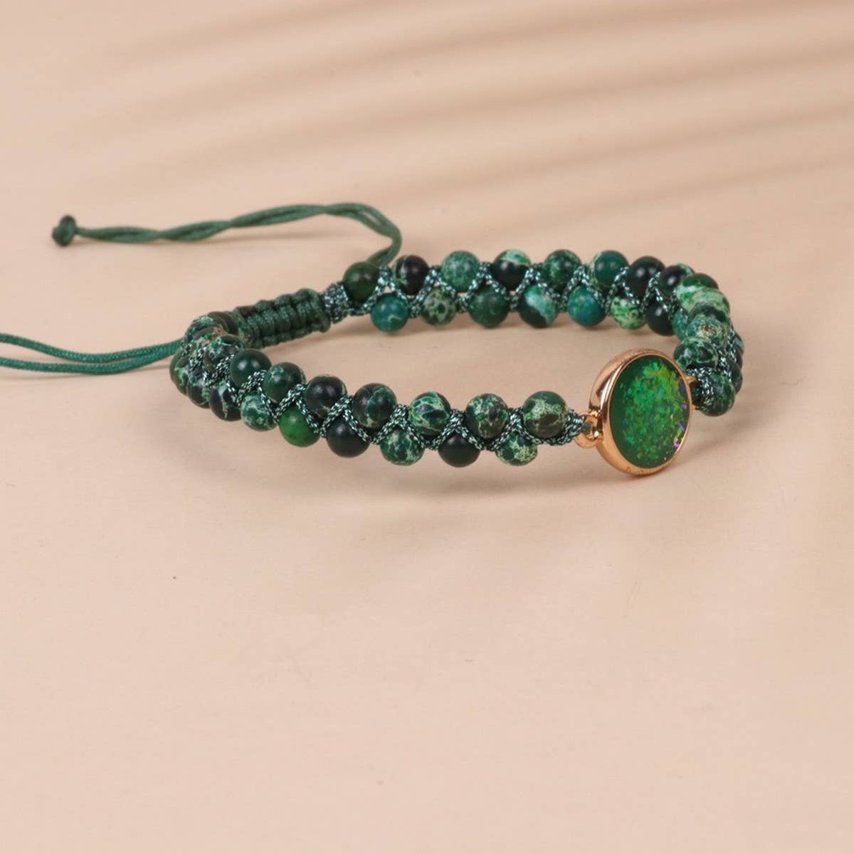 Yoga Friendship Green Braided Bracelet_Cwaje3950