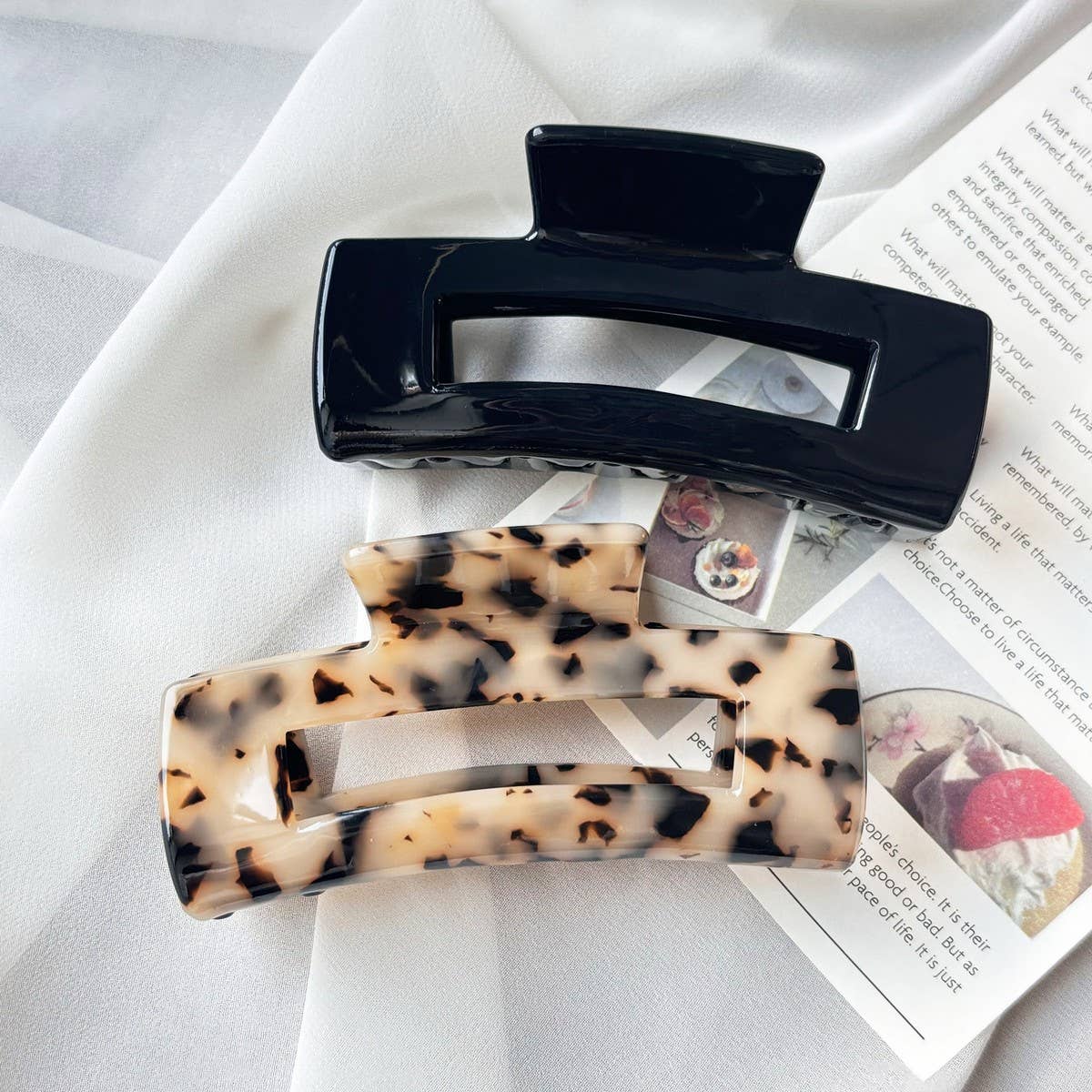 Vintage Square Large Acetate Hair Clip_Cwaha07188