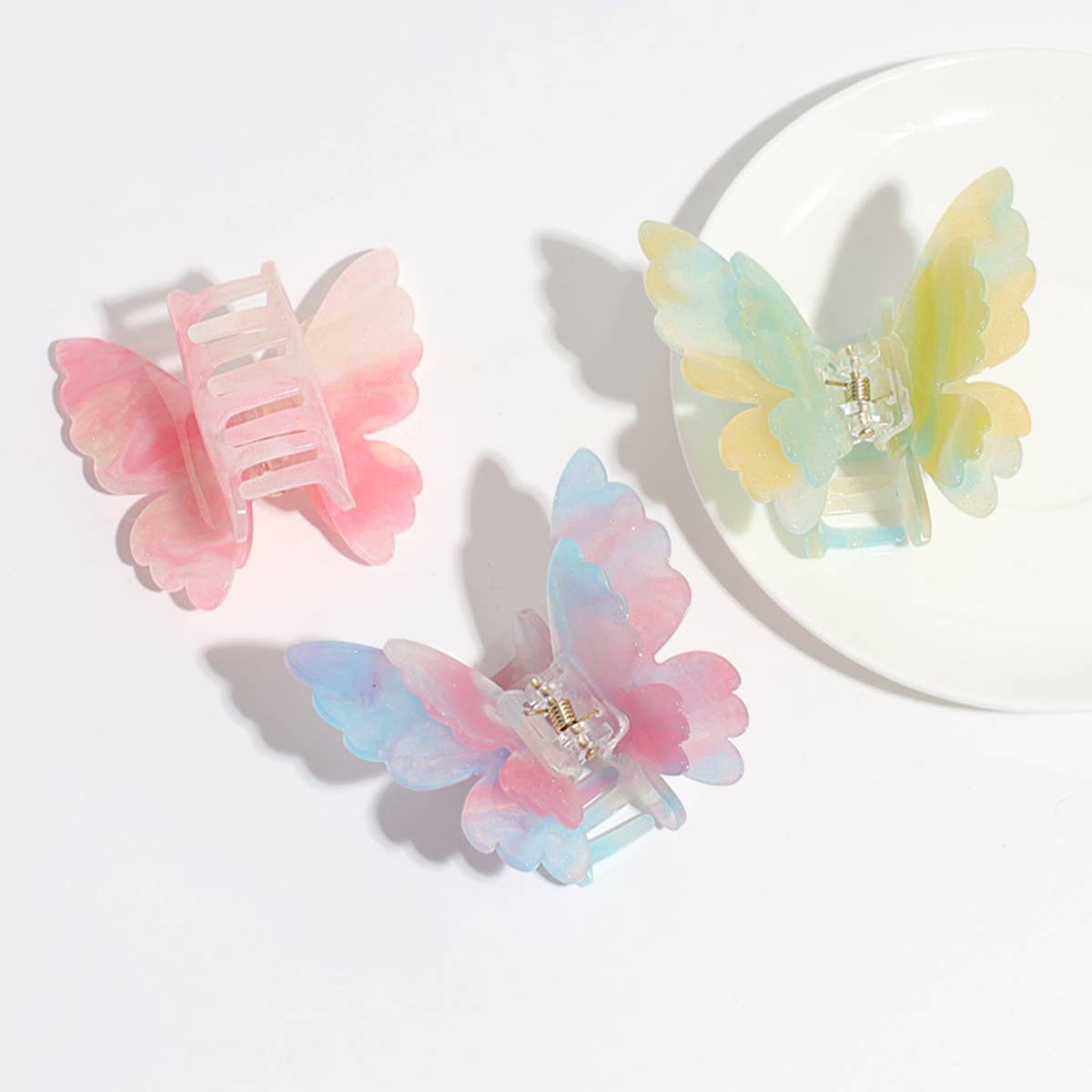 DOUBLE LAYER BUTTERFLY GRADIENT PEARL HAIRPIN_CWAHA2195